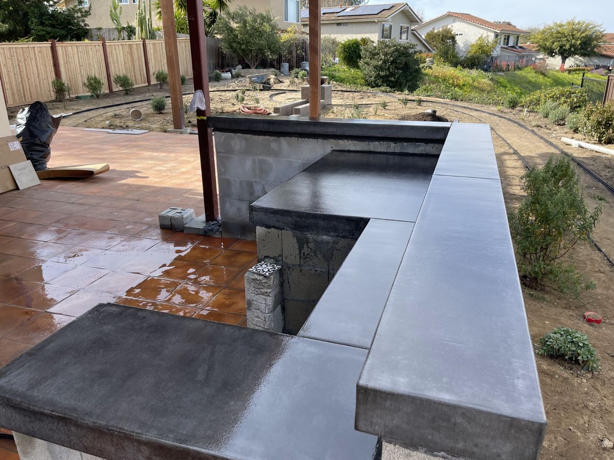 Outdoor kitchen concrete countertop San Diego